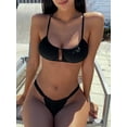 thumbnail image 2 of ZAFUL Women Swimwear Keyhole Tie Ruched Bikini Swimsuit Black M, 2 of 8