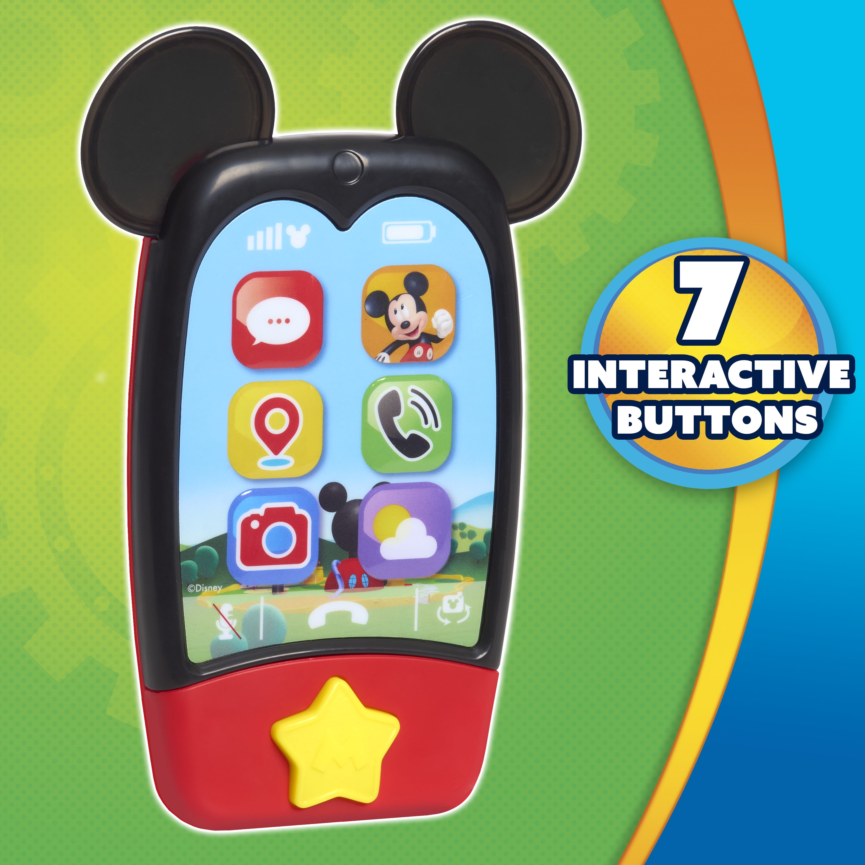 Disney Jr. Mickey Mouse Clubhouse 6-inch Mobile Phone, Interactive Toy Phone for Kids Ages 3 and up