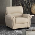 thumbnail image 2 of Lexicon Foxborough 21.5" Traditional Plywood and Leather Chair in Cream, 2 of 8