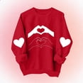 thumbnail image 2 of Valentine Sweatshirts For Kids Crew Neck Long Sleeve Cute Print Pullover Tops Casual Loose Stylish Clothes (5-6 Years, Red-K), 2 of 5