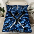 thumbnail image 2 of Homewish Queen 4-Piece Baseball Gamer Bed Sheet Set - Blue Camo Sport, Microfiber, 2 of 7
