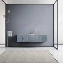 Lexora 80 in. Geneva Double Bathroom Vanity White Carrara Marble Top, White Square Sinks & No Mirror - Dark Grey