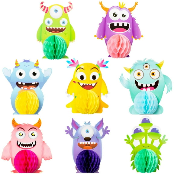 MALLMALL6 Monster Honeycomb Centerpieces for Party Decorations, 8-Piece Table Topper