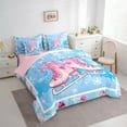 thumbnail image 3 of Manfei Roller Skating 7pcs Bedding Comforter Set,Ice Skates Queen Bedding Sets Super Cozy,Blue Pink Queen Sheet Sets,Lightweight Snowflake Room Decor,Reversible, 3 of 6