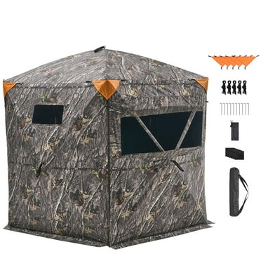 KFFKFF Hunting Blind for 6-7 People, Portable Camouflage Tent with Carrying Bag, Durable Concealed Shelter Featuring Silent Zipper Door and Windows, Ideal for Turkey and Deer Hunting