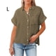 thumbnail image 5 of Blusa de manga corta Minnieouse mujer color sólido Verde L, 5 of 5