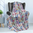 thumbnail image 4 of Abstract Soft Flannel Fleece Throw Blanket, Minimalist Modern Art Pattern with Stripes and Rectangles Geometric Arrangement, Cozy Plush for Indoor and Outdoor Use, 70" x 90", Multicolor, by Ambesonne, 4 of 5