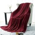 thumbnail image 2 of PiccoCasa Soft Plush Lightweight Fleece Blanket for Bed Couch Sofa Burgundy 65" x 90", 2 of 6