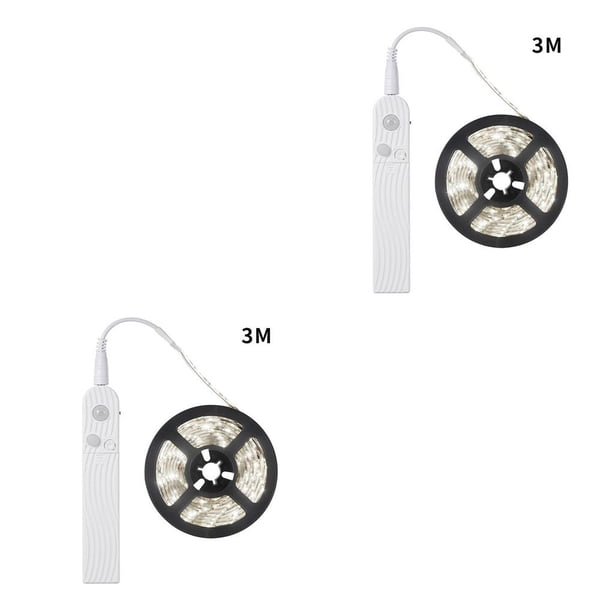 Kearding Cadena de luz LED Tira de luz LED de inducción Tira de lámpara de gabinete alimentada por 1.5W 200lm, blanco frío, 3 metros, 6500K Blanco frio Tipo3 2piezas Kearding CBP029457