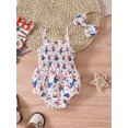 thumbnail image 4 of Suagox Baby Girls Fourth of July Outfits Sleeveless Strap Romper + Bow Headband Set Newborn Clothes for 0-18 Months Baby, 4 of 10