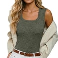 thumbnail image 4 of Square Neck Camisole Tank Top with Built In Bra Pads Wirefree Seamless Design Everyday Layering Vest Beaded Women Crop Cam, 4 of 6