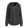 thumbnail image 4 of CAIVO Women Hoodies Oversized Long Sleeve Hoodied Sweatshirt Quarter Zip Up Hoodies Pullover Curved Lightweight Oversized Fashion Fall Win Solid Color Running Tops, 4 of 5