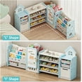 thumbnail image 3 of Toy Storage Organizer and Bookshelf for Kids, Akaber Toys Organizer 3 Tier Foldable with 10 Removable Bins & Drawing Board (Blue, 3 Brushes), 3 of 9