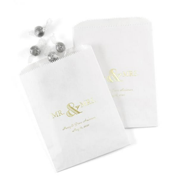Golden Elegance Treat Bags White