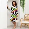 thumbnail image 5 of Uorisanigo Patchwork Dress for Women with Pockets Long Sleeve Fashion Dress Comfy Soft Midi Dresses Vacation Outfits, Creative Cow Print, Size X-Large, 5 of 7