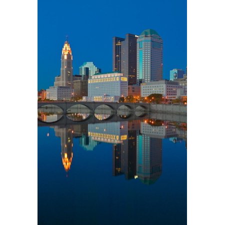 Scioto River and Columbus Ohio skyline at dusk Print Wall (Best Ribs In Columbus Ohio)