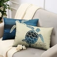 thumbnail image 2 of Sea Turtle Lumbar Pillow Covers Beach Ocean Themed Rectangle Waist Pillowcase 12x20 Navy Blue and Beige Cotton Linen Throw Pillow Covers Set of 2 for Bed Sofa Couch Home Decor, 2 of 6
