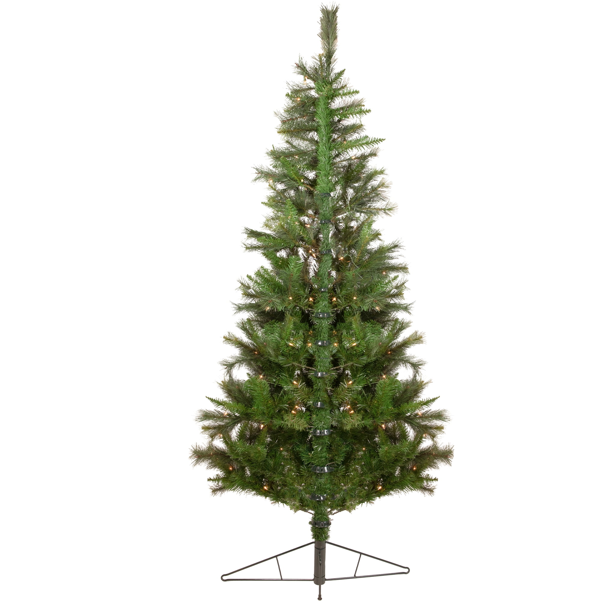7.5' Pre-Lit Canyon Pine Artificial Half Wall Christmas Tree - Clear Lights