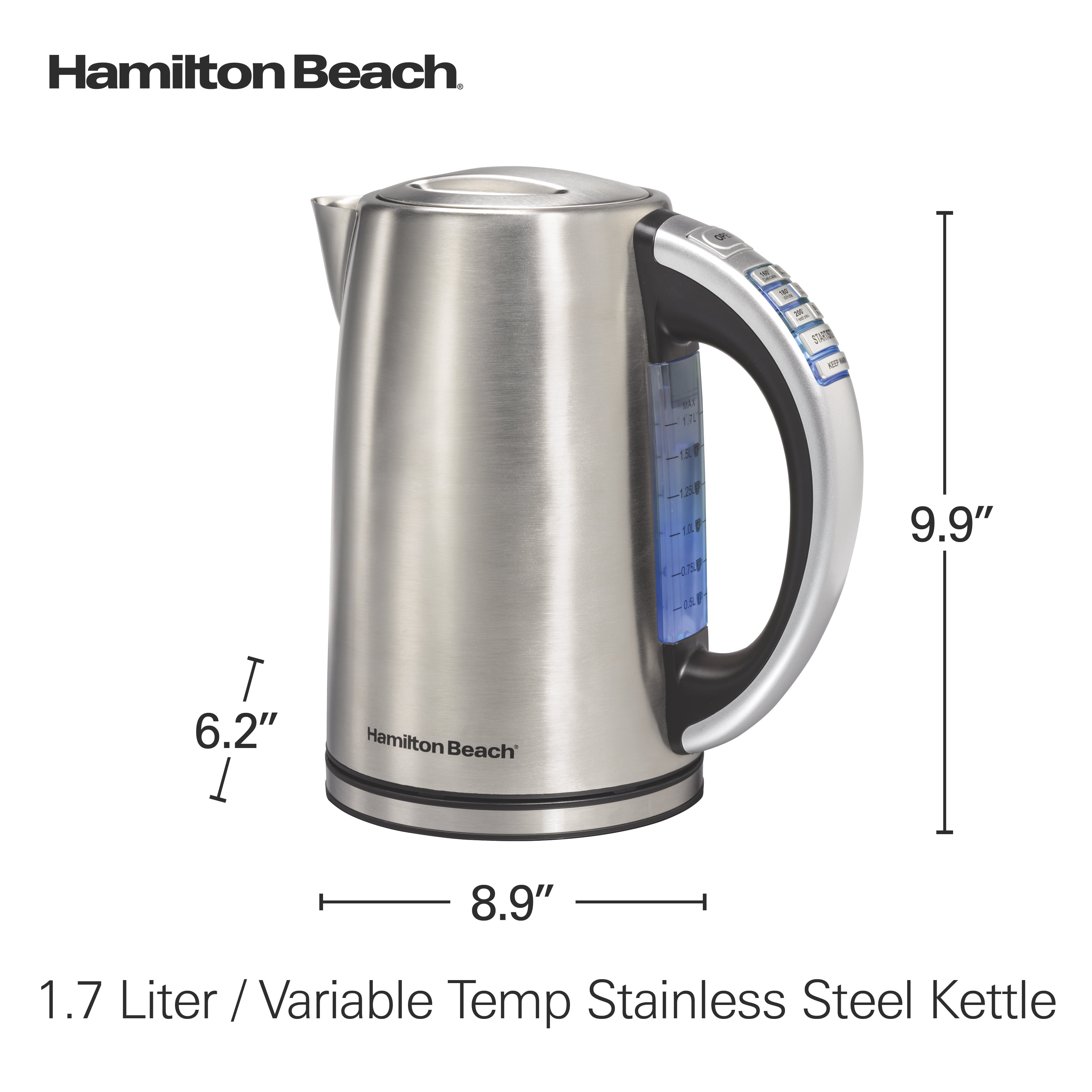 Hamilton Beach 1500 W 1.7-Liter Electric Kettle with Automatic Shut-off, Keep Warm Feature