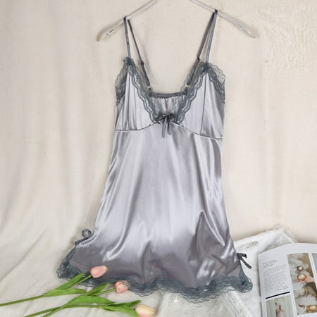 New Women Sexy Satin Lingerie Nightwear Sleepwear Dress Lace Babydoll Dress