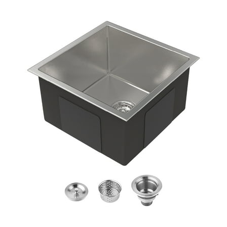 Cobbe Gray 18 inches Undermount Single Basin  Kitchen Sink, Stainless Steel Modern Single Bowl Kitchen Sink