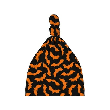 Sikiie Halloween Bat Baby Newborn Hats, Infant Knotted Baby Hat, Beanie Top Knot Caps for Baby Boys Girls