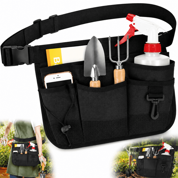 Gardening Tool Waist Bag Belt Heavy Duty Oxford Tool Apron with 7 Pockets of Different Sizes and Depth