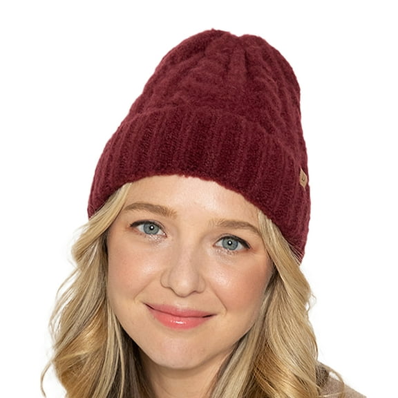 Empire Cove Winter Cable Knit Cuff Beanie Burgundy