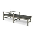 thumbnail image 2 of Noble House Hampton Outdoor Acacia Wood Chaise Lounge in Light Gray/Black, 2 of 5