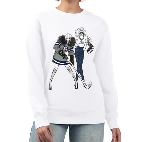 Women's G-III 4Her by Carl Banks White Winnipeg Jets Hockey Girls Team Graphic Fleece Pullover Sweatshirt