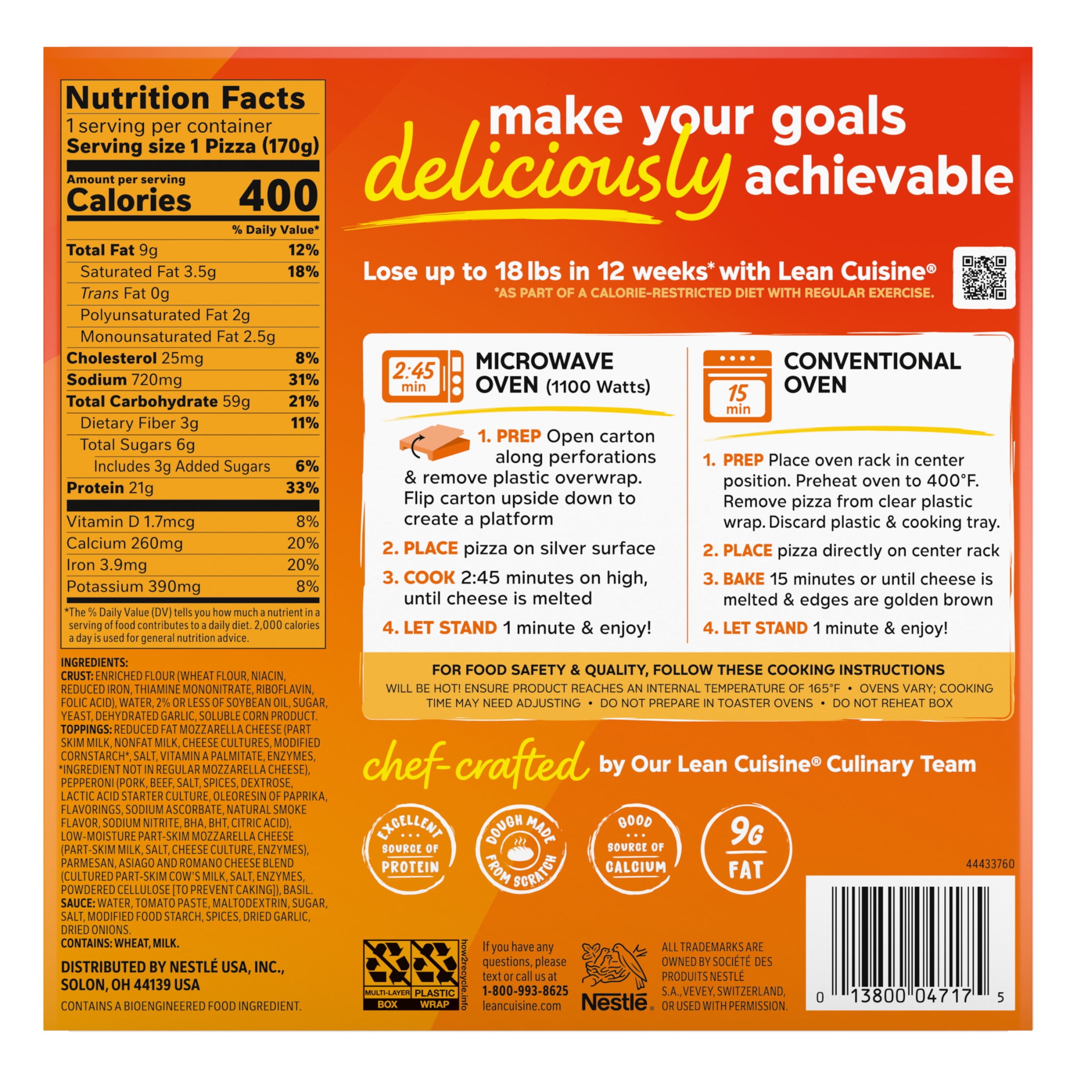 Lean Cuisine Pepperoni Personal Pizza Microwave Meals for Lunch or Dinner, 6 oz (Frozen)