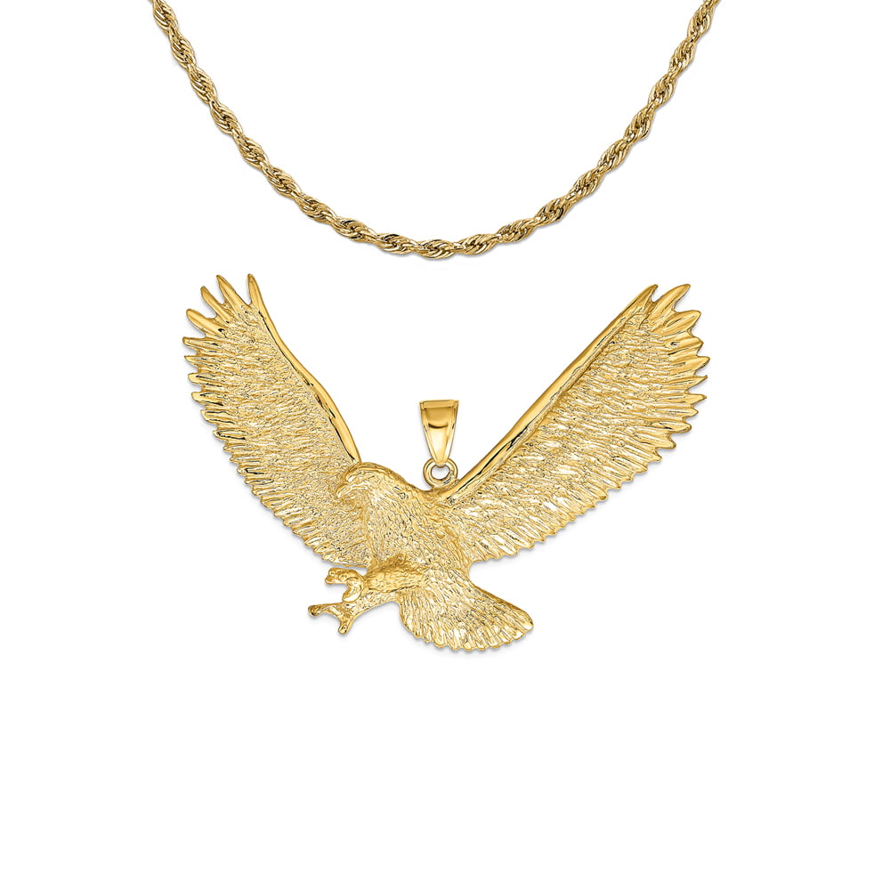 Men's Bald Eagle Pendant Necklace in 14K Gold-Plated Sterling Silver 