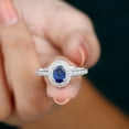 thumbnail image 3 of Silvago Jewelry 14K White Gold Plated Rings Gifts - 2.14 Ct Oval Cut Moissanite Rings - Beautiful Engagement Ring for Women's - Double Halo Special Occasion Ring - Wedding Jewelry For Bridesmaids, 3 of 8