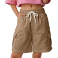thumbnail image 2 of Girls Athletic Shorts Basic Classic Soft Shorts Loose Comfortable Kids Summer Clothing Khaki 15-16 Years, 2 of 7