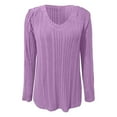 thumbnail image 4 of GBSYEWXS Sweaters For Women Trendy Knit Pullover Long Sleeve V-Neck Solid Color Light Purple Sweater, 4 of 5