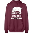 thumbnail image 2 of OXI Hoodie Sweatshirt - Save The Chubby Unicorn, Basic Casual Hoodie for Men's and Women Fleece Hoodie Long Sleeve - Maroon X-Large, 2 of 3