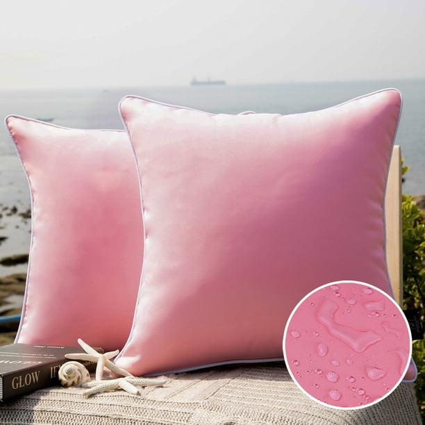 Phantoscope Summer Waterproof Square Cusion Outdoor Decorative Throw Pillow For Patio 18 X Pink 2 Pack Com Phantoscope Summer Waterproof Square, Are Outdoor Pillows Waterproof