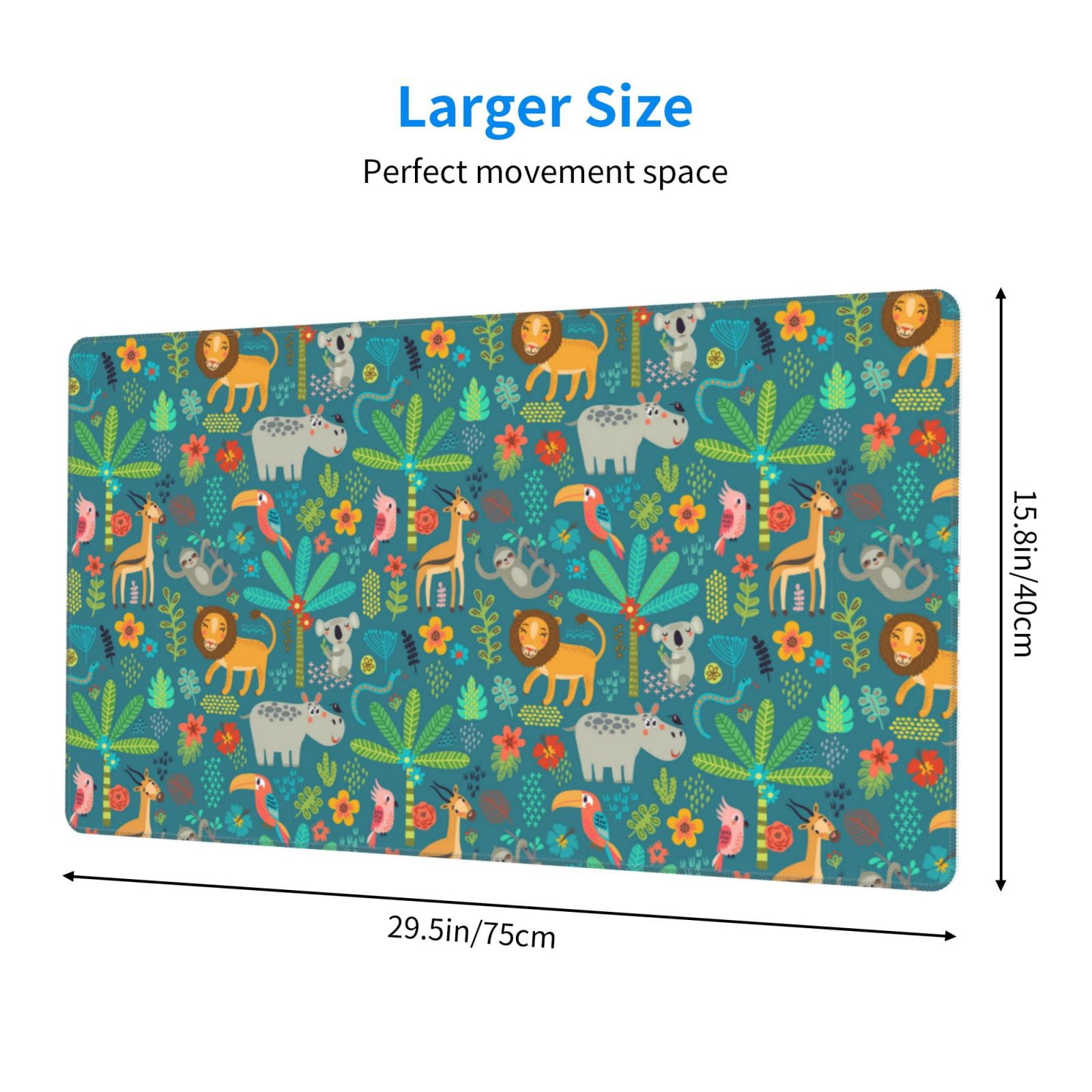 Kdxio Jungle Animals Print Large Gaming Mouse Pad,Non-Slip Base,Water Resist Keyboard Pad for Gamer,Office & Home,29.5 x 15.8 in
