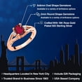 thumbnail image 2 of 18K Rose Gold Plated Silver Ruby Red Mystic Topaz and White Lab Grown Diamond 3 Stone Engagement Ring for Women | 1.38 Cttw | Oval 8X6MM | Round 2MM | Gemstone November Birthstone | Size 9, 2 of 6