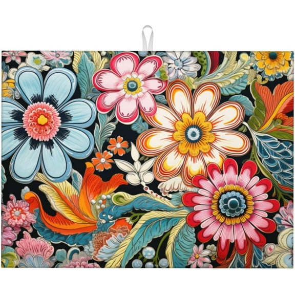 PRIYAL Absorbent Dish Drying Mat for Kitchen Counter 18x24 Inch Large Microfiber Dish Draining Mat Reusable Washable Dish Drainer Pad Rack Mat for kitchen Accessory and Decoration (Ocean)