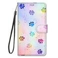 thumbnail image 3 of SaniMore for Samsung Galaxy A53 5G 6.5" 2022 PU Leather Case with Card Slots Detchable Lanyard Color Painting Luxury Pattern Flip Kickstand Shcokproof Wallet Case For Galaxy A53 5G, Footprint, 3 of 9