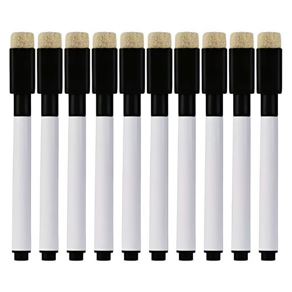 CCOCC 10 Pack Magnetic Dry Erase Markers with Eraser Cap Tips. Magnetic Feature is Great to Use On Fridge,Locker,Etc. (Black)