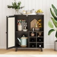 thumbnail image 4 of Aukfa Rattan Sideboard Cabinet with Wine Rack, Wooden Buffet Bar Cabinet with Storage for Kitchen, Dining Room,Black, 4 of 8