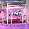 thumbnail image 3 of Full Over Twin Size Bunk Bed with Desk&Charging Station&LED Lights&Drawers&Storage Shelves, Full Over Twin Metal Loft Bed for Adults, No Box Spring Needed, White, 3 of 10