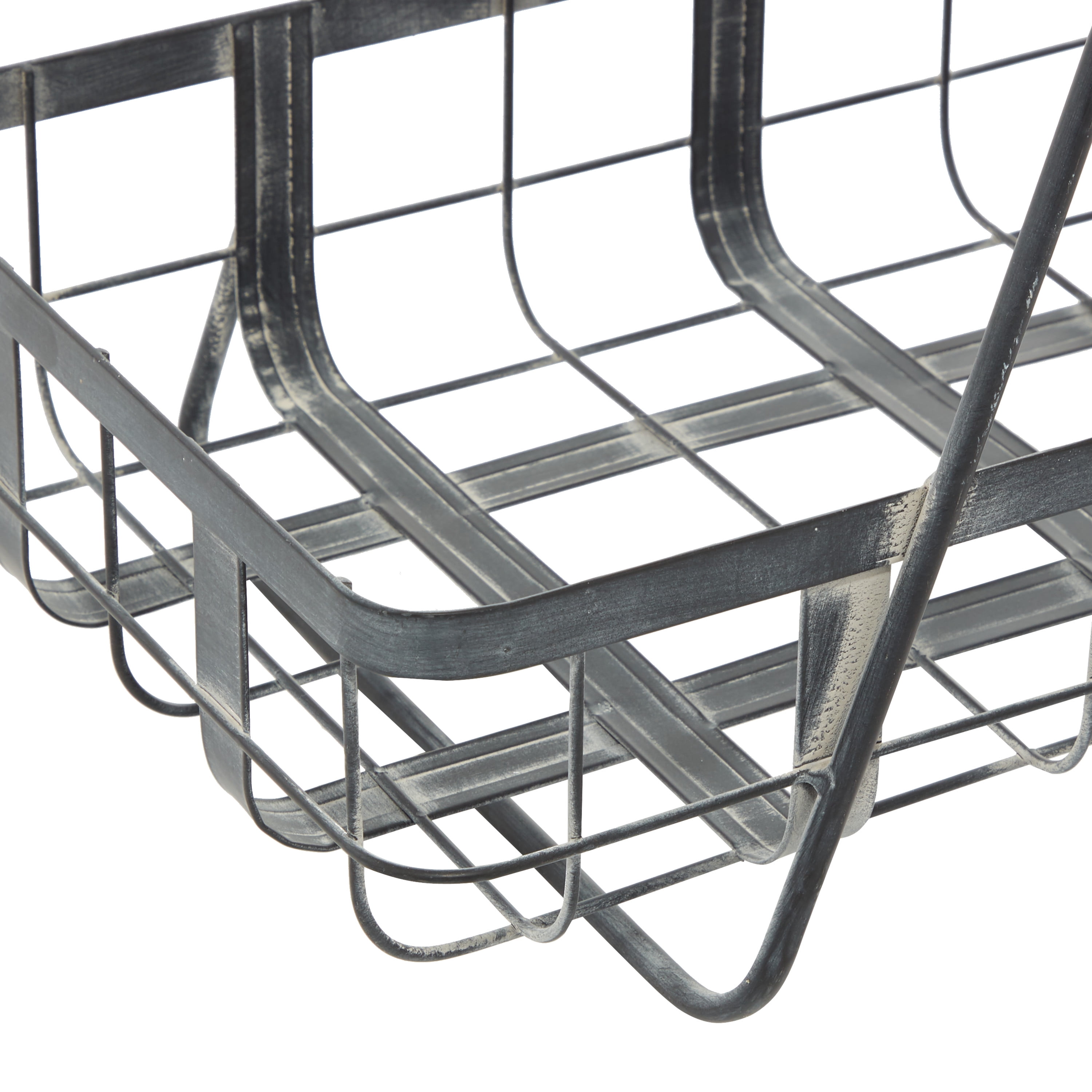 DecMode 18" x 23" Gray Metal Grid Storage Basket, 1-Piece
