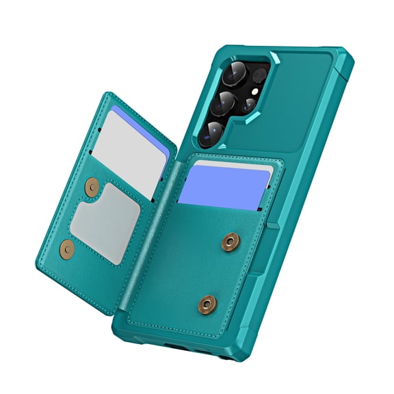 ELEHOLD For Samsung Galaxy S26 Ultra Wallet Case, Shockproof Rugged PC  TPU Flip Kickstand Card Slots Cover ,Green