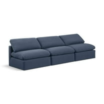 Meridian Furniture Indulge 105" Upholstered Linen Fabric Modular Sofa in Navy