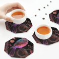 thumbnail image 3 of KLL Drink Coasters Set Octagon of 4,PU Leather Absorbent Coasters Set Decorative Coffee Cup Coasters Housewarming Gift for Home Decor-Bird4, 3 of 5
