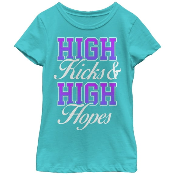 Girl's CHIN UP High Kicks Graphic Tee Tahiti Blue Large