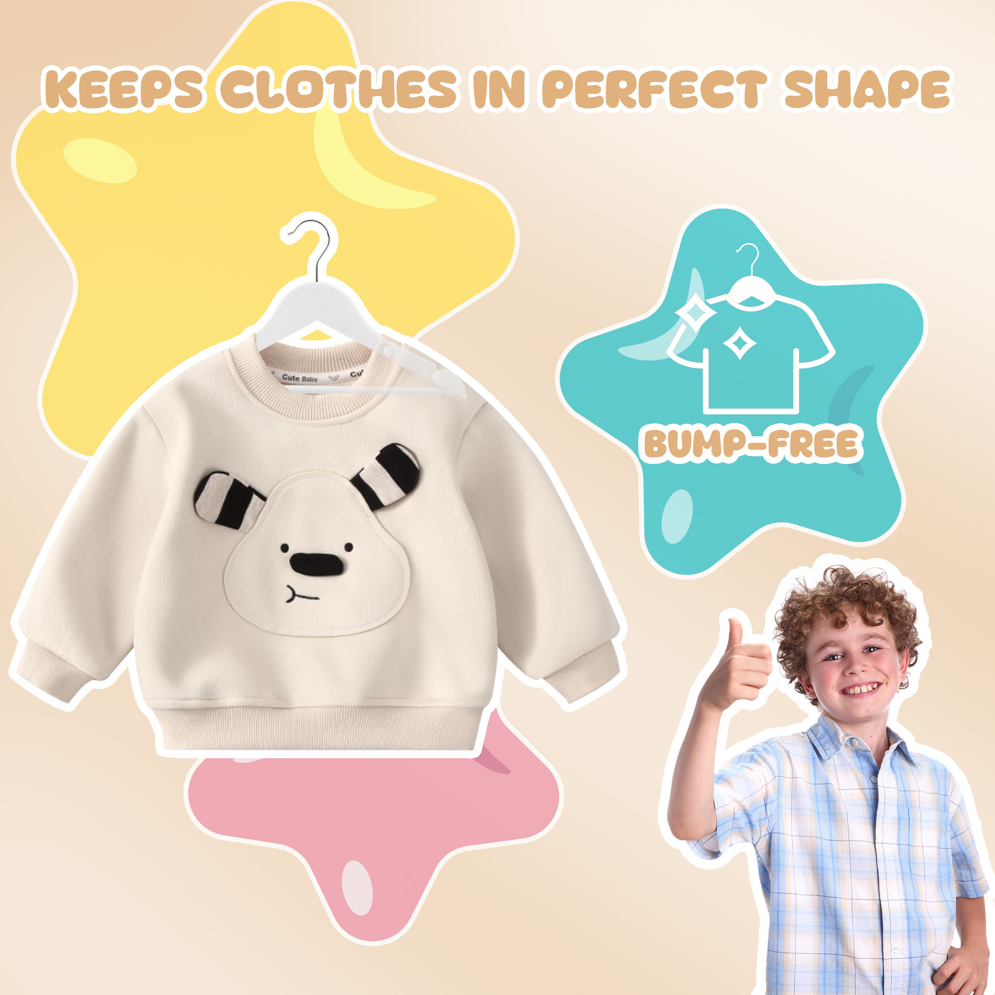 BP4U 24-Pack Kids Wooden Hangers with Pants Bar, Ultra-Slim Baby Solid Wood Clothes Hangers with 360° Swivel Hook for Toddler & Youth Coats/Dresses